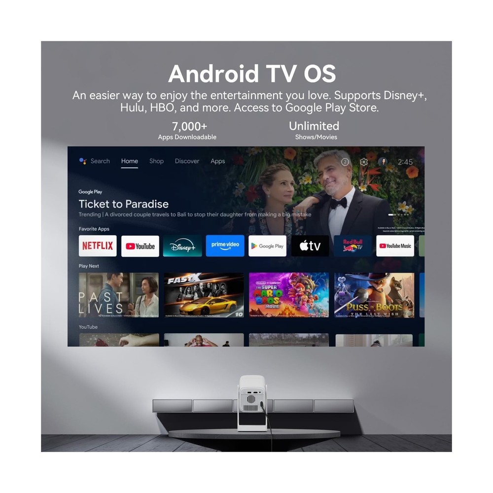 Wanbo Cube 1 Smart Projector with WiFi and Bluetooth, Android TV OS, Google V...