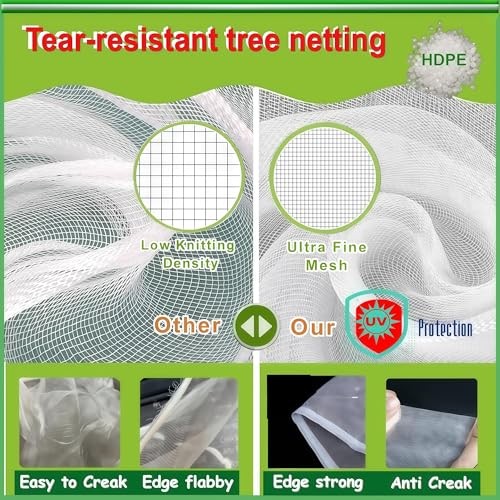 Fruit Tree Netting (Pack)- Easy Install Plant Protection Cover, 4x5 FT 4