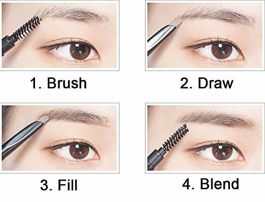 2 Pack Eyebrow Pencil Retractable Slant Tip with Brush Double-end Waterproof US