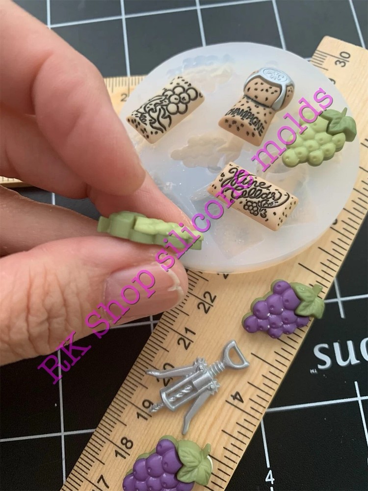Grape-Corkscrew-cork handmade silicone mold for crafts (very small)