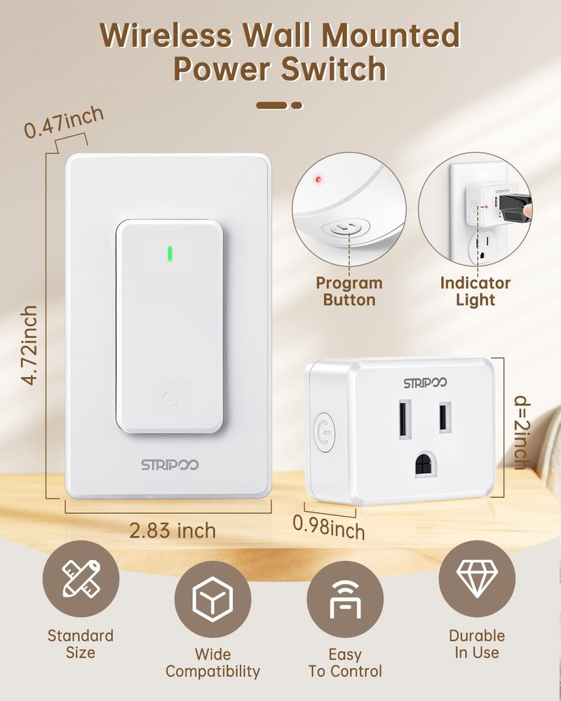 Garbage Disposal Wireless Switch, Buckle Design & Removable Remote Control Outle