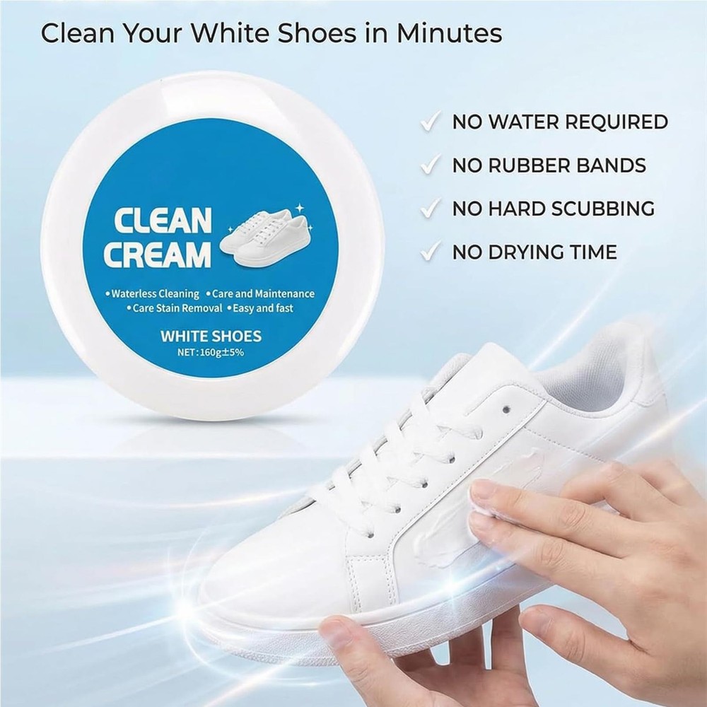 White Sneaker Cleaner 160g Dirt Remover Paste with Sponge Effective
