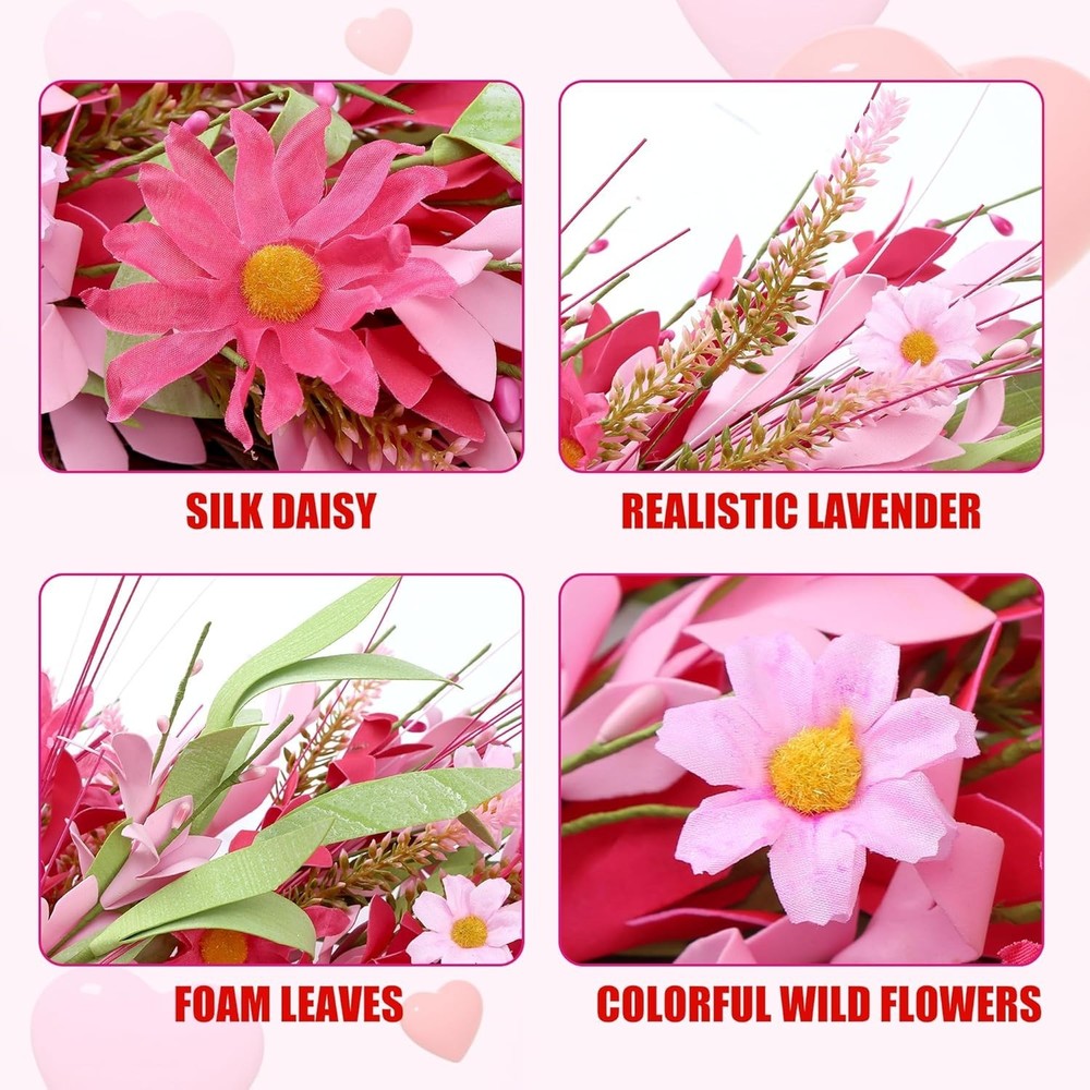 Artificial Daisy Wreath for Valentine's - 21in