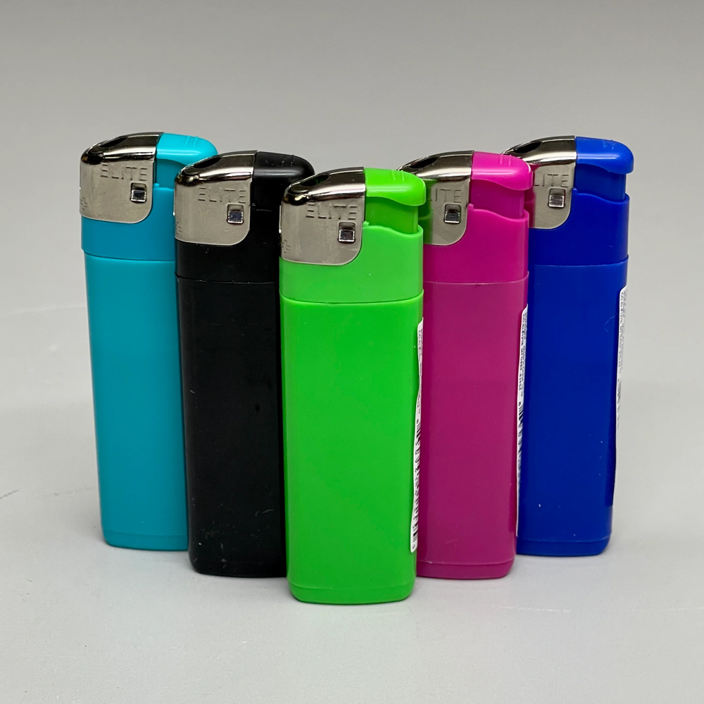 ELITE BRANDS 50-PACK! Elite Electronic Lighter Refillable Multi-Color (new)