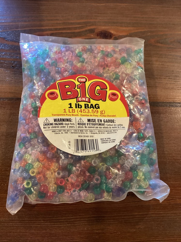 Darice Pony Bead 9mm Transparent Multi 1lb