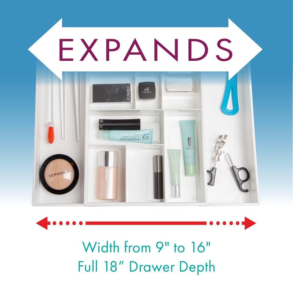 Expandable Vanity Drawer Makeup Organizer Desk Storage Tray
