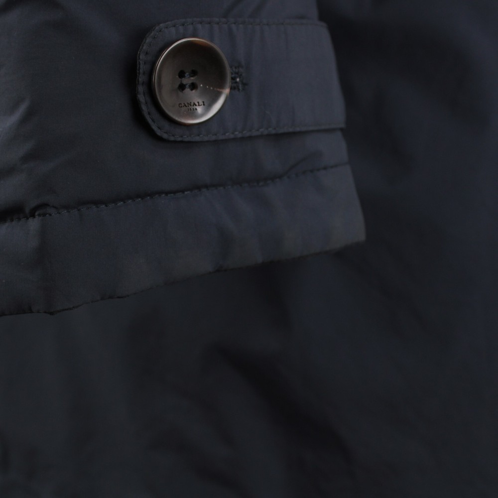 Canali Polyester Reversible Button Front Jacket Size 58 (3XL US) In Blue / Plaid