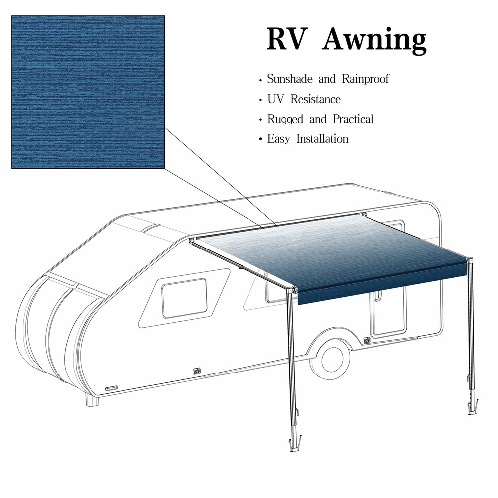 RV Awning Fabric Replacement 18oz Weatherproof Vinyl Canopy for Camper Trailer
