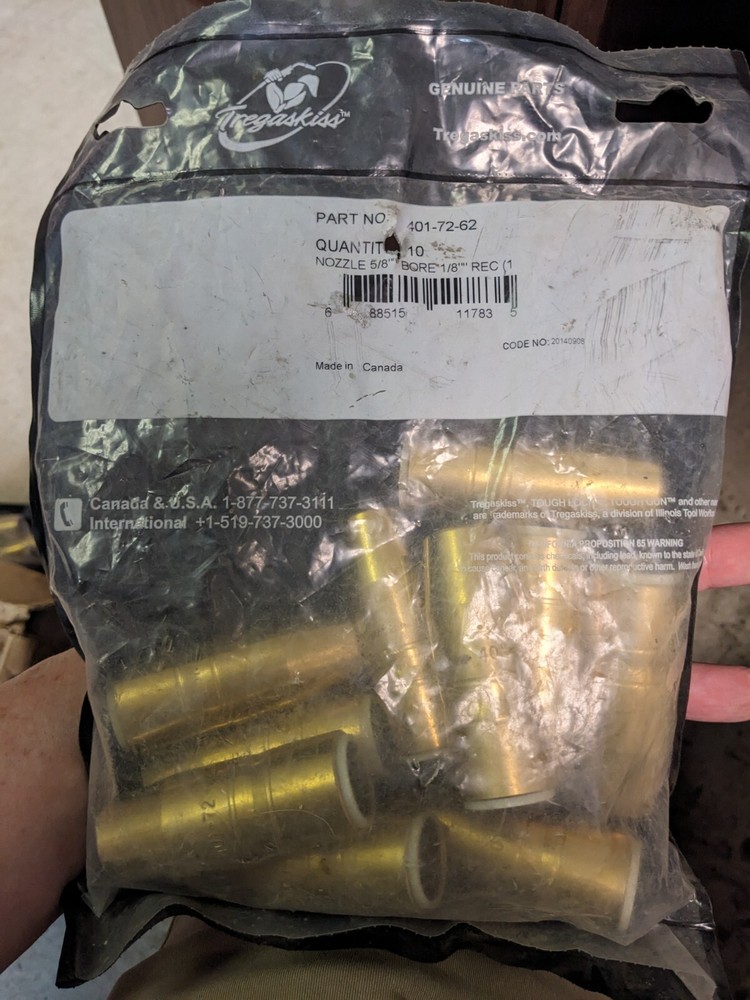 TREGASKISS 401-72-62 MIG NOZZLE, 10EA