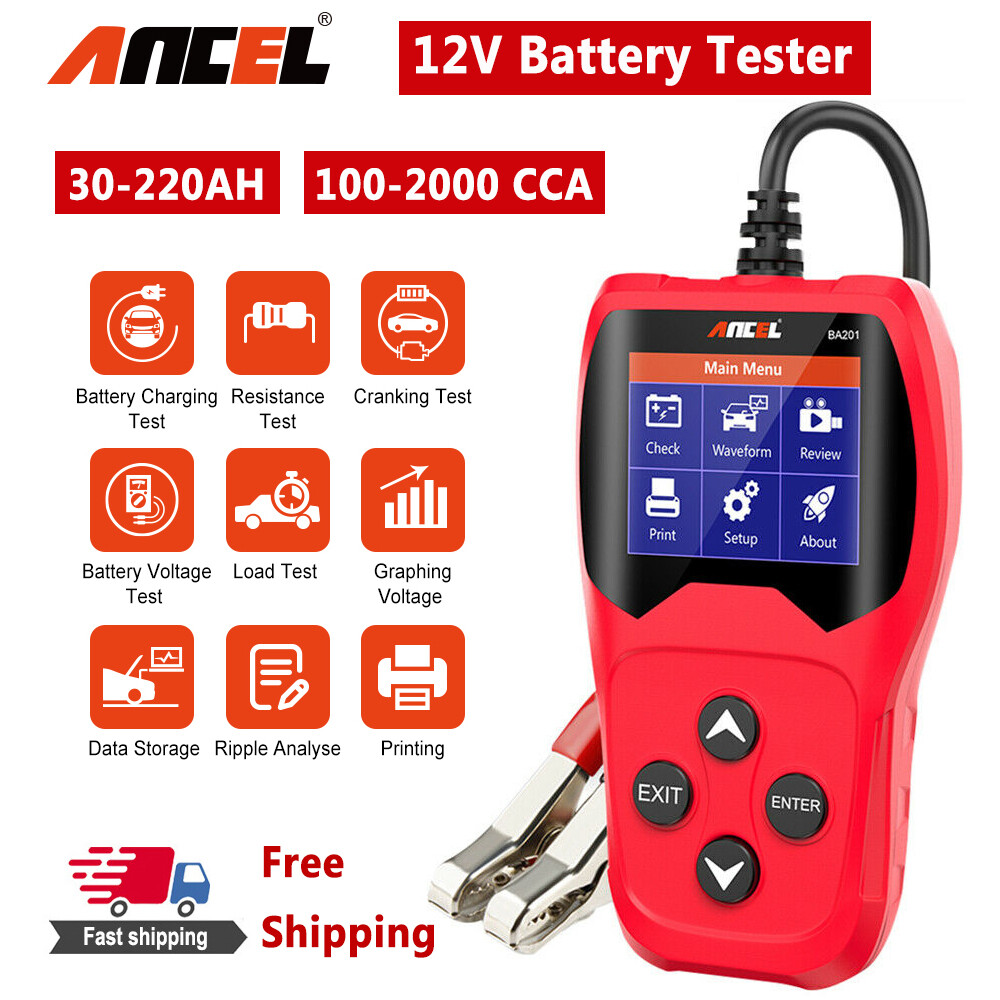 ANCEL 12V Car Battery Load Tester Voltmeter Cranking Charging Analyzer Fast Test