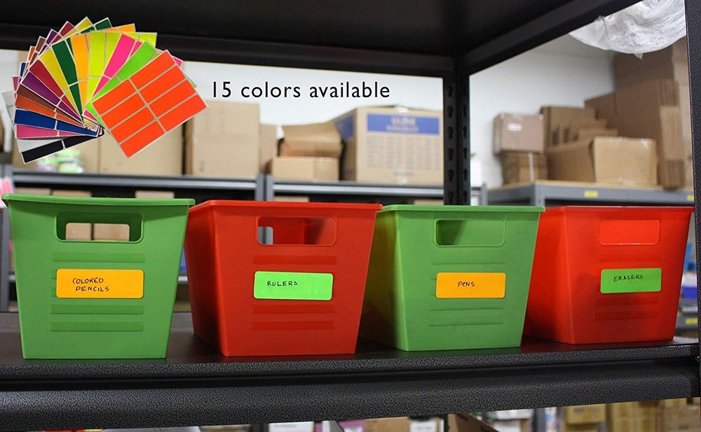 Fluorescent Neon Color Stickers Permanent Adhesive Rectangular Labels 400 Pack