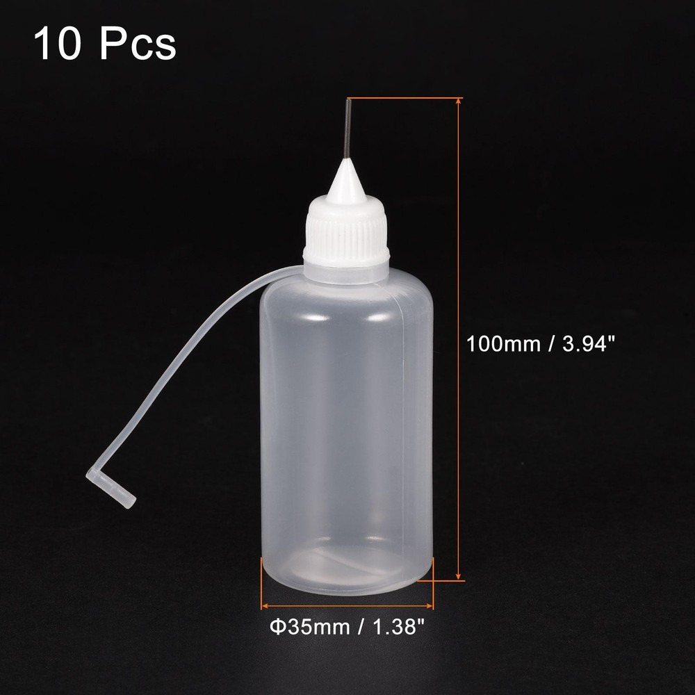 10Pcs Needle Tip Bottle Precision Plastic Applicator with White Cap 50ml