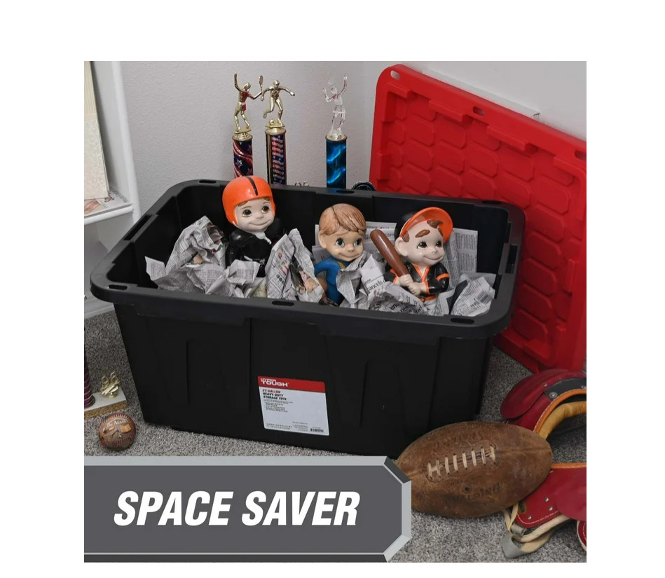 Hyper Tough 27 Gallon Large Storage Bin (Black & Red)