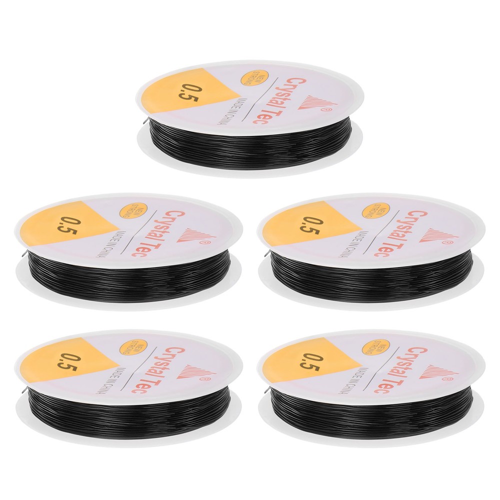 5pcs 0.5mm Elastic String Craft DIY Making Stretchy Cord Thread TPU, Black