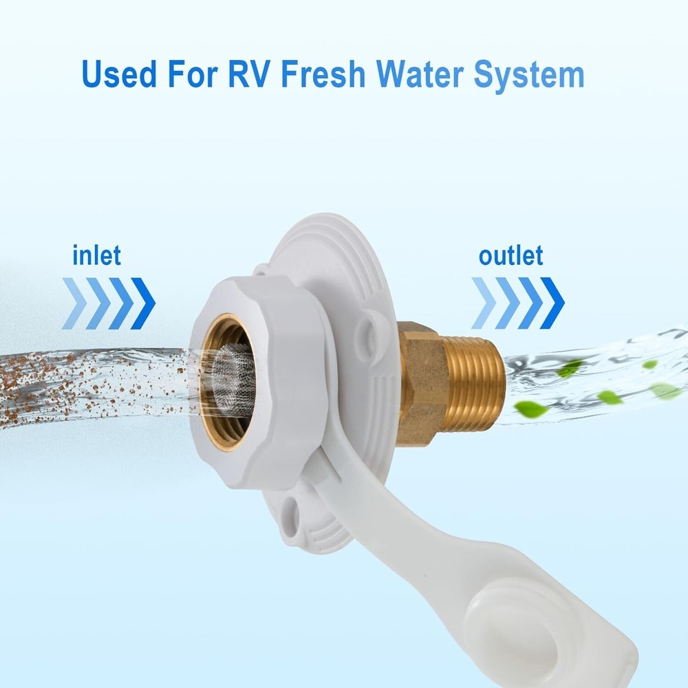 RV City Water Fill Inlet Connection W/ Check Valve Connector for Camper Trailer