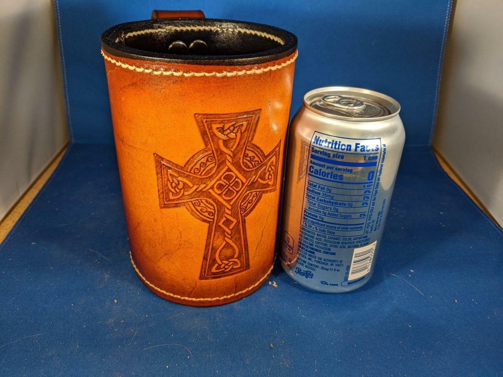 Celtic "Old Cross" Leather Mug by Elandah Leather