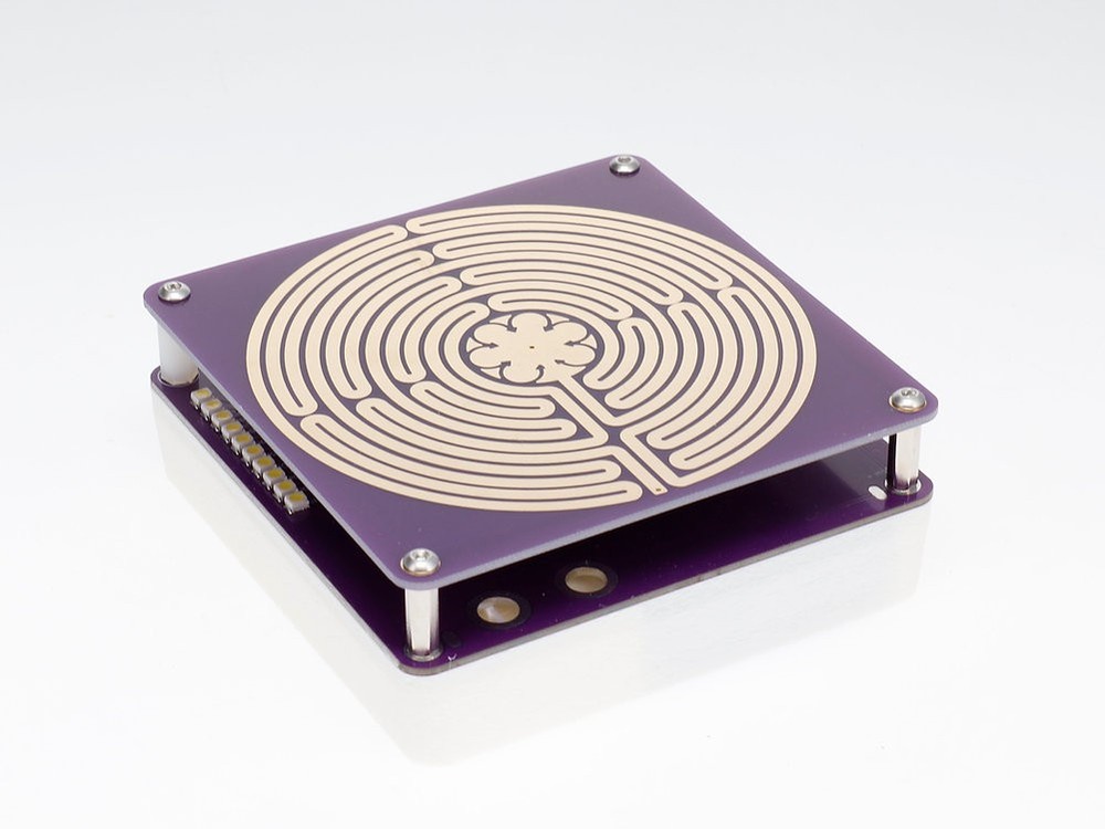 Chartress labyrinth coil module with amplifier for radionics experiments