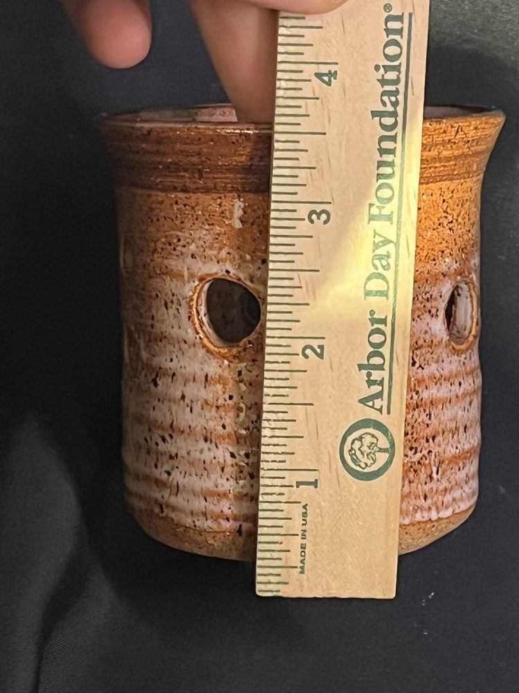 STONEWARE POTTARY VOTIVE STUDIO SIGNED 3.5”