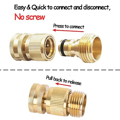 HQMPC Garden Hose Quick Connect Solid Brass Connector 2 Sets,