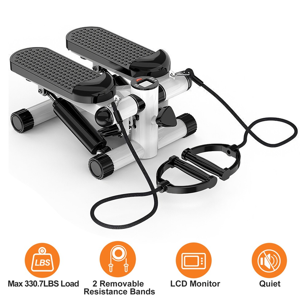 New Mini Stepper w/ Resistance Bands & LCD, 330.7 lbs Max Load