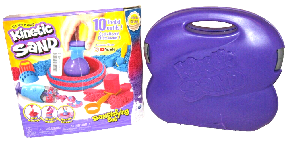 BUNDLE SpinMaster Kinetic Sand Sandisfying Set & Sandwhirlz Playset, Tools, READ