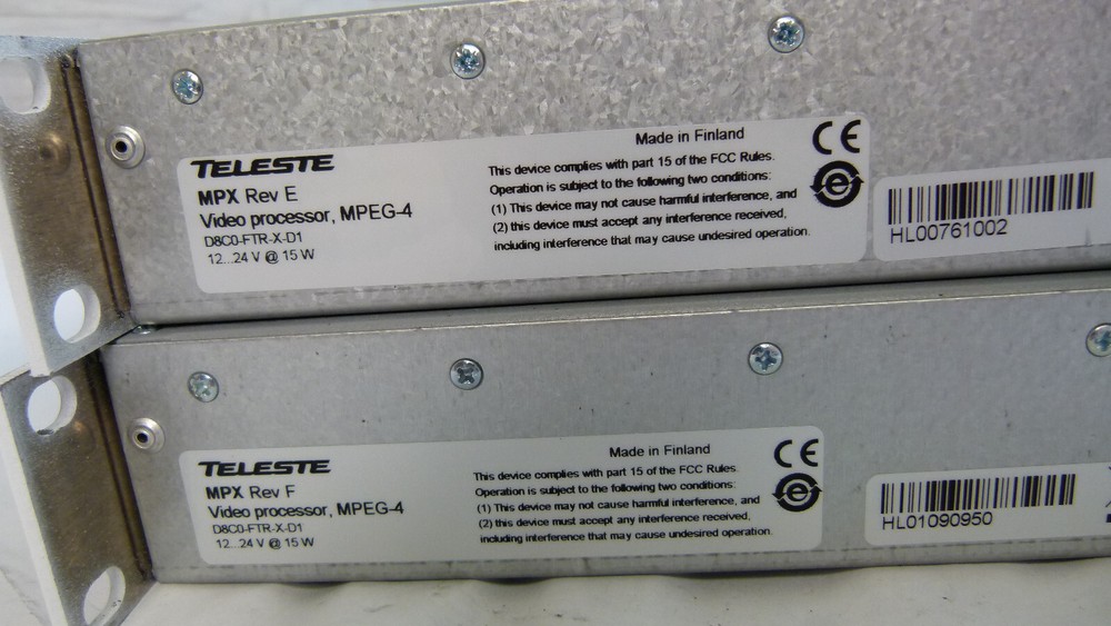 Lot of 2 - Teleste D8C0-FTR-X-D1 Video Processor MPEG-4 Easi MPX Video Decoder