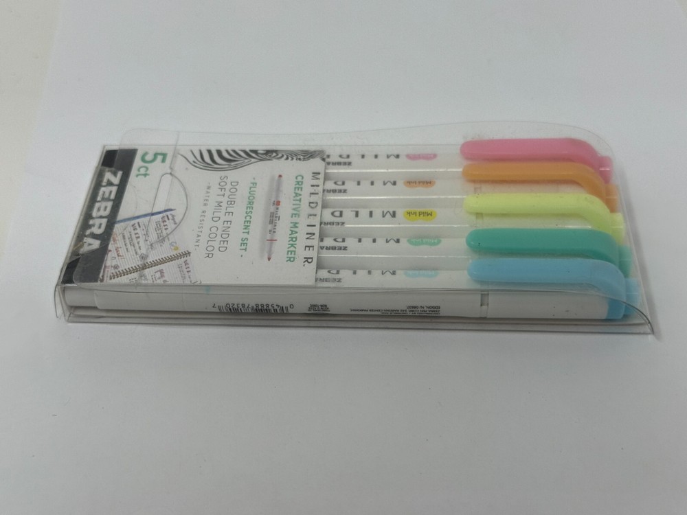 Zebra Mildliner Creative Highlighter Marker - Double Ended - Fluorescent Set 5Pk
