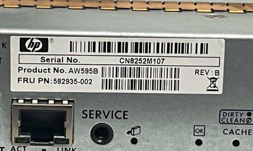 HP 582935-002 AW595B P2000 G3 RAID 2x10GbE ISCSI MSA ARRAY SPS CONTROLLER