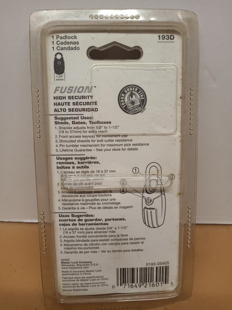 Master Lock Fusion Adjustable Shackle Padlock 193D Red