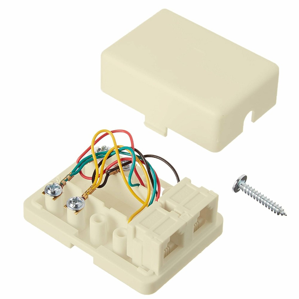 5-Pack Wall Surface Mount Dual Telephone Jack 4 Conductor Modular (Ivory)
