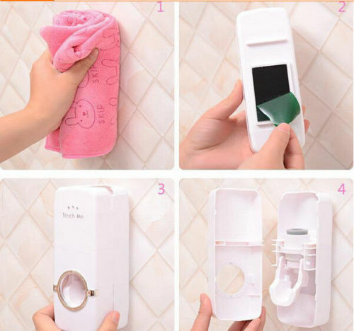 Automatic Toothpaste Dispenser + 5 Toothbrush Holder Set Wall Mount Stand 2 Sets