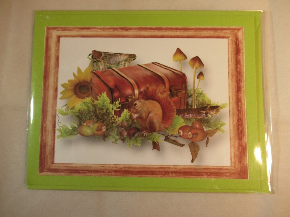 AUTUMN SQUIRREL  HANDMADE GREETING CARDS WITH ENVELOPE