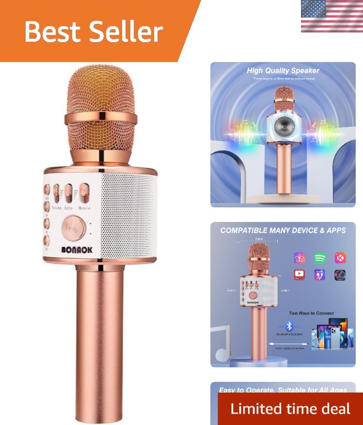 Bluetooth Karaoke Microphone with Volume Control – Perfect for Kids & Adults