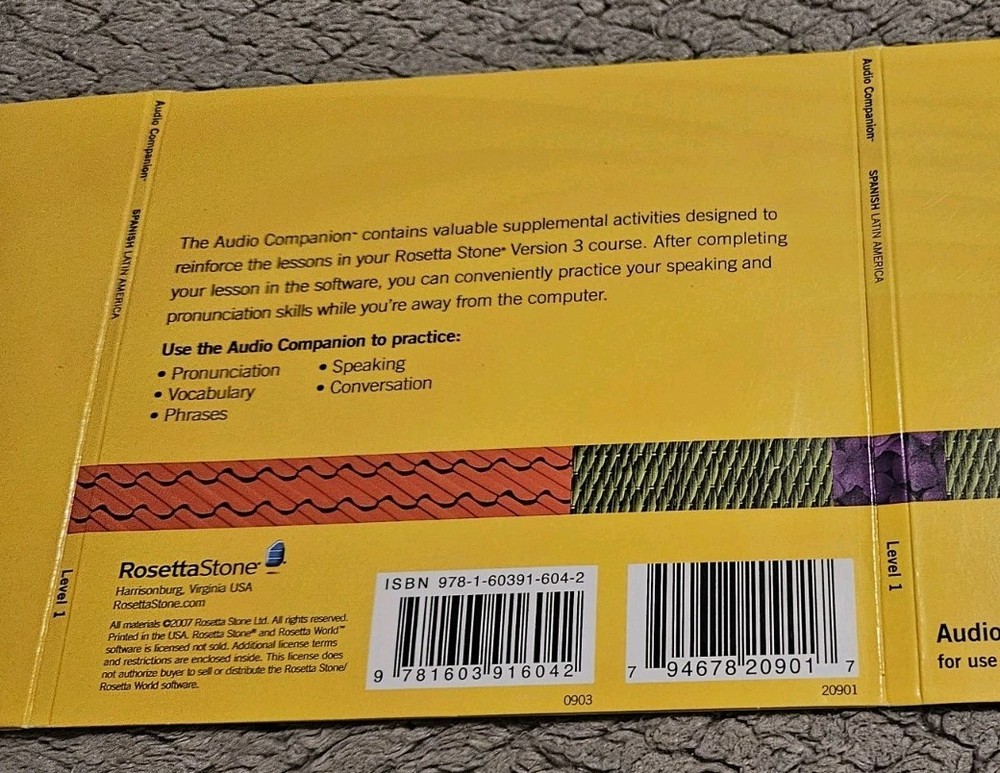 Rossetta Stone Spanish Level 1 CD Set Tested Plays