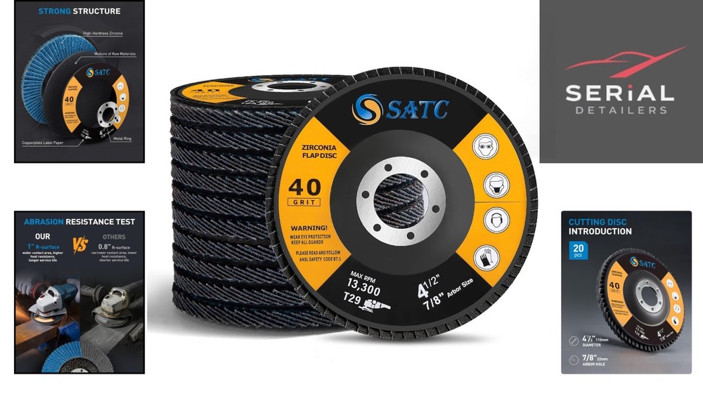 High-Performance 40 Grit Flap Discs for Angle Grinder - 20 Pack Zirconia Discs