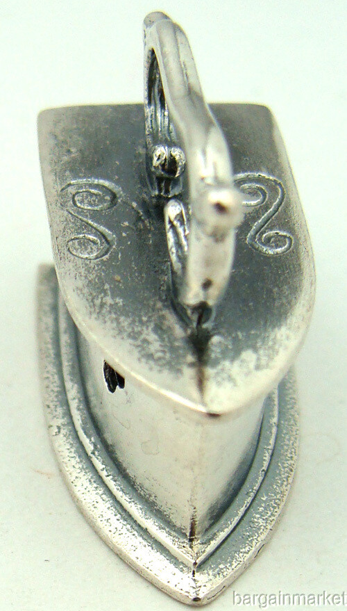 Mini Sterling Silver Flat Iron Pendant Charm #079