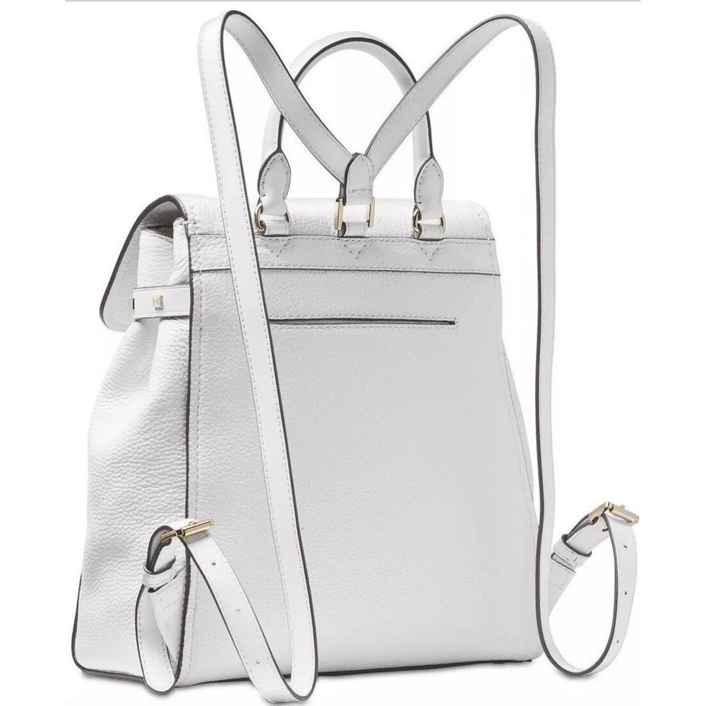 Michael Kors Women's Addison Medium Pebble Leather Backpack Optic White
