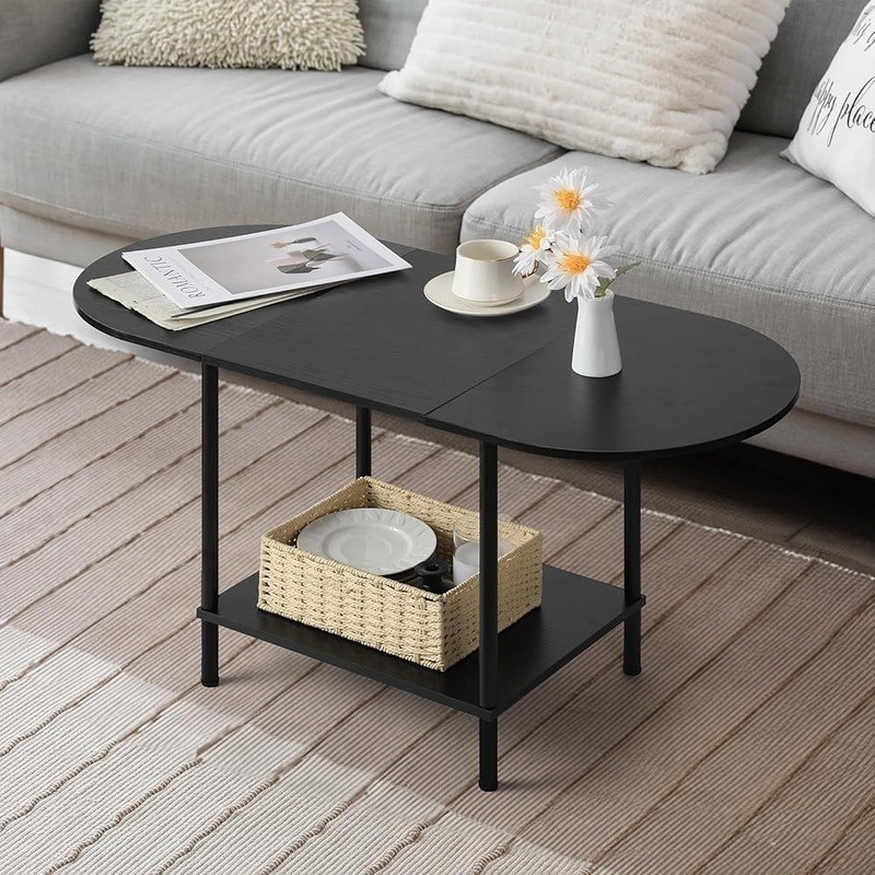 Multi-Functional Rustic Coffee Table W/ Storage Small Spaces Easy Assembly New