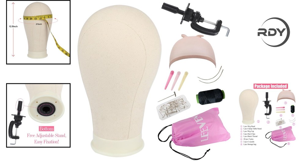 Durable Polyurethane Canvas Wig Head - Lightweight 22 Inch Styling Solution