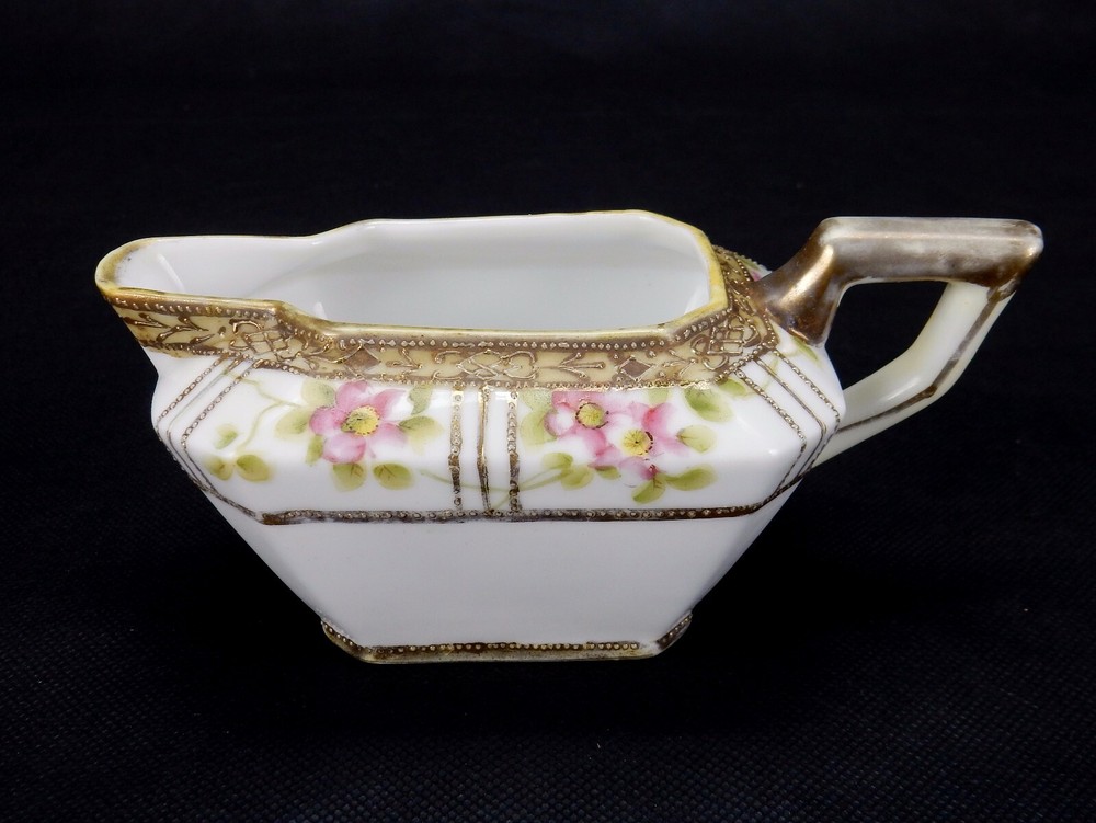 Nippon Creamer & Sugar Bowl, Hand Painted Nippon Rectangular Creamer & Sugar