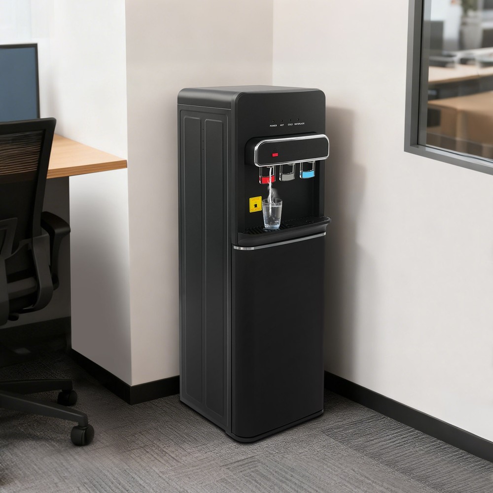 Bottom Loading Hot & Cold and Room Temperature Water Dispenser Cooler Black