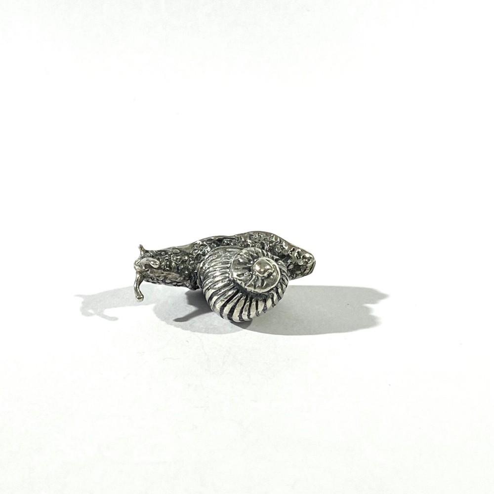 vintage solid silver snail miniature , hallmarked italian figurine