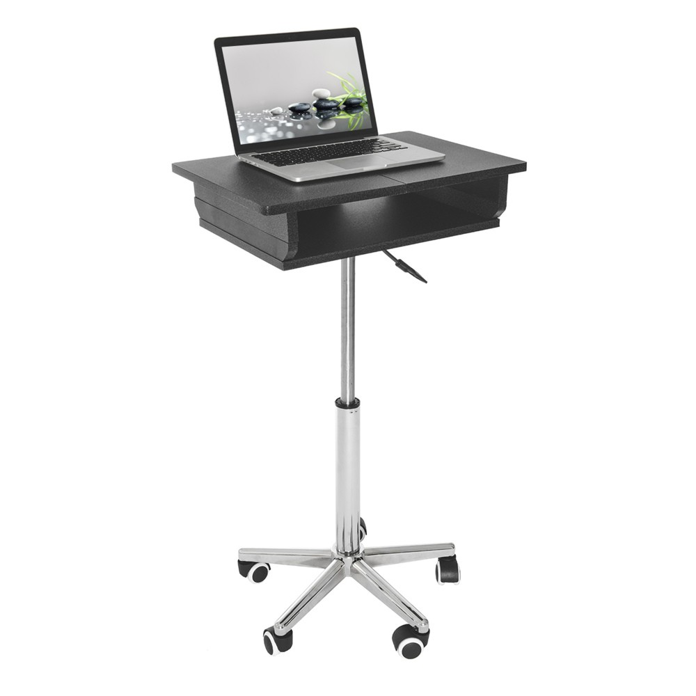 Space-Saving Folding Workstation - Adjustable Laptop Desk, Graphite Steel Frame