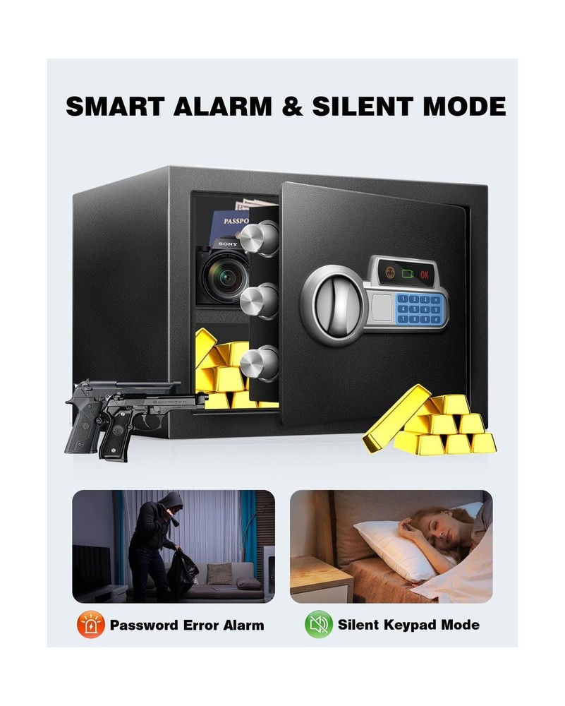 Safe Box 1.5 Cu Ft, Steel Security with Fireproof Bag & Digital Electronic Ke...