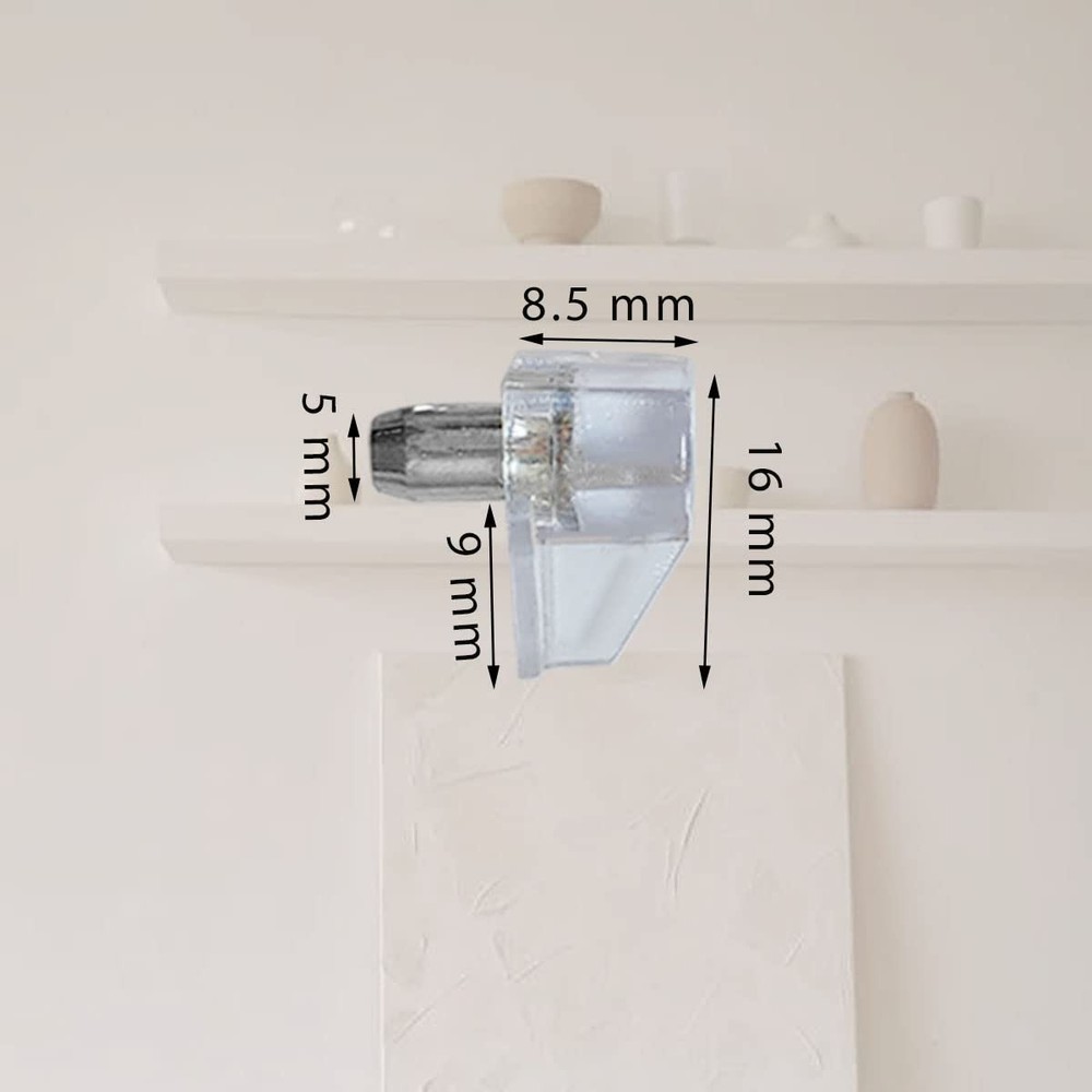 20 Pcs 5mm Clear Plastic Cabinet Shelf Support Pins, 20