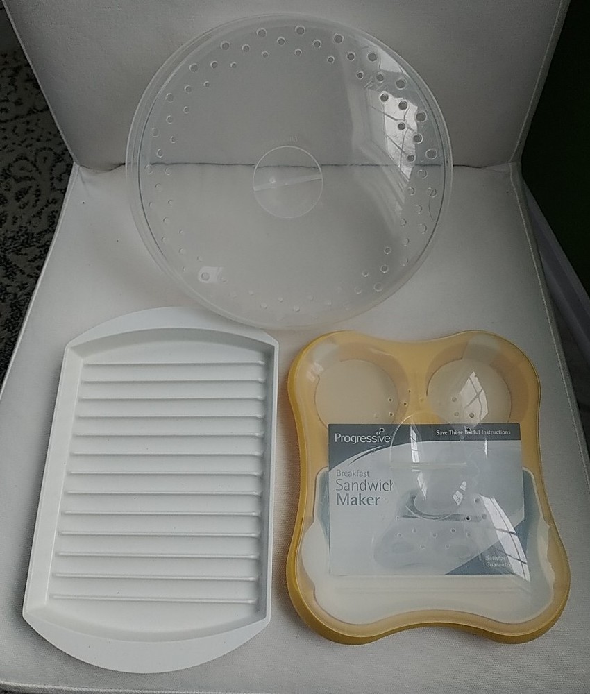 Progressive Microwave Bacon Tray + Breakfast Sandwich Maker + Adjustable Cover