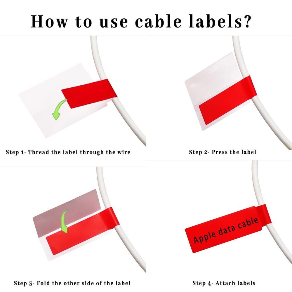 360Pcs Waterproof Cable Labels Tags Write On Stickers Identification Wire Labels