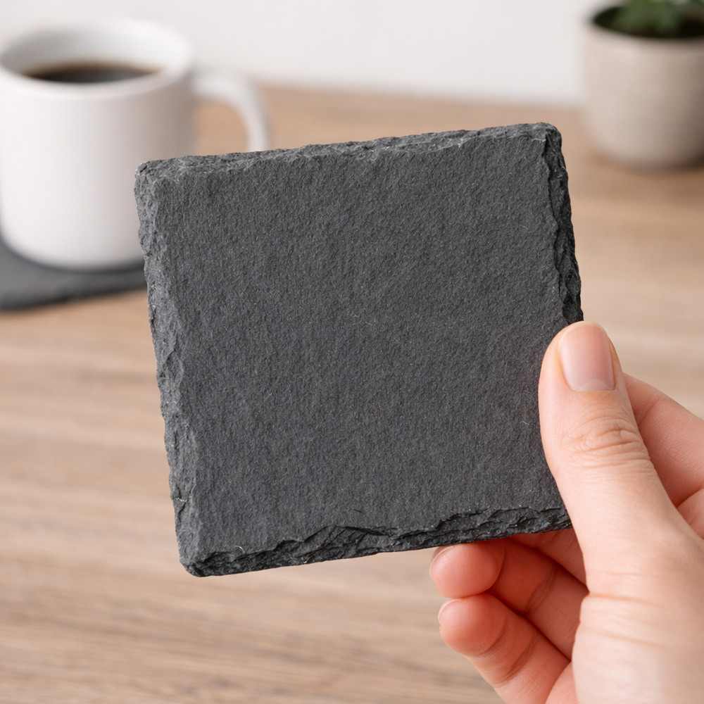 Wolf Slate Coasters – Laser Engraved Rustic Wildlife Drinkware