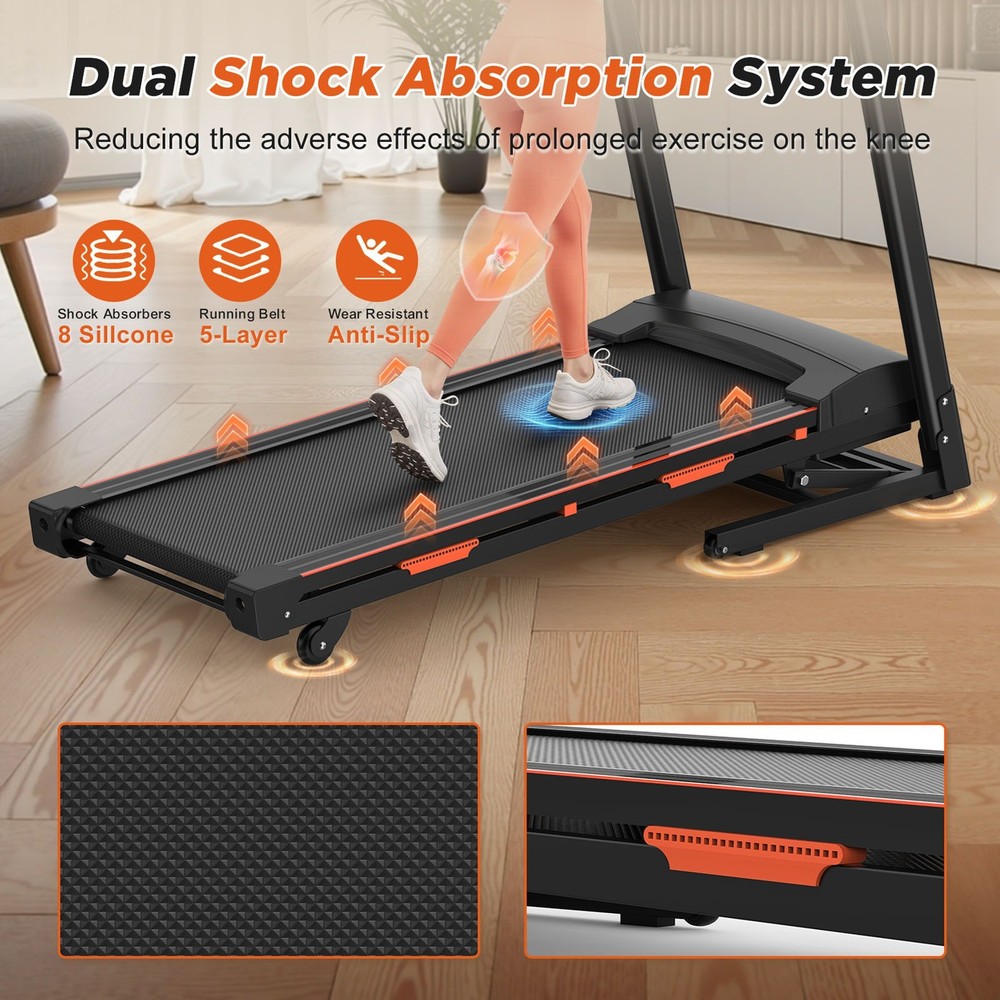 15% Auto Incline Treadmills 400LBS Heavy Duty Capacity 3.25HP Folding DOAD