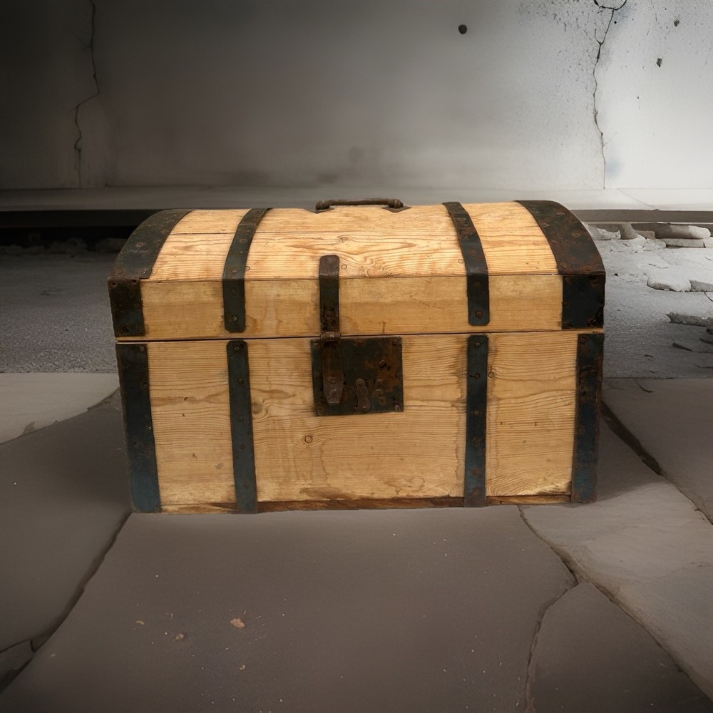 Antique Pine Dome  Trunk Chest